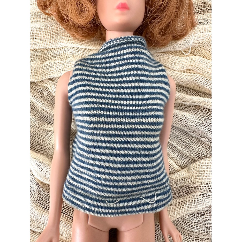 Vintage Barbie Resort Set Knit Navy White Striped Shirt #963 sleeveless Mattel